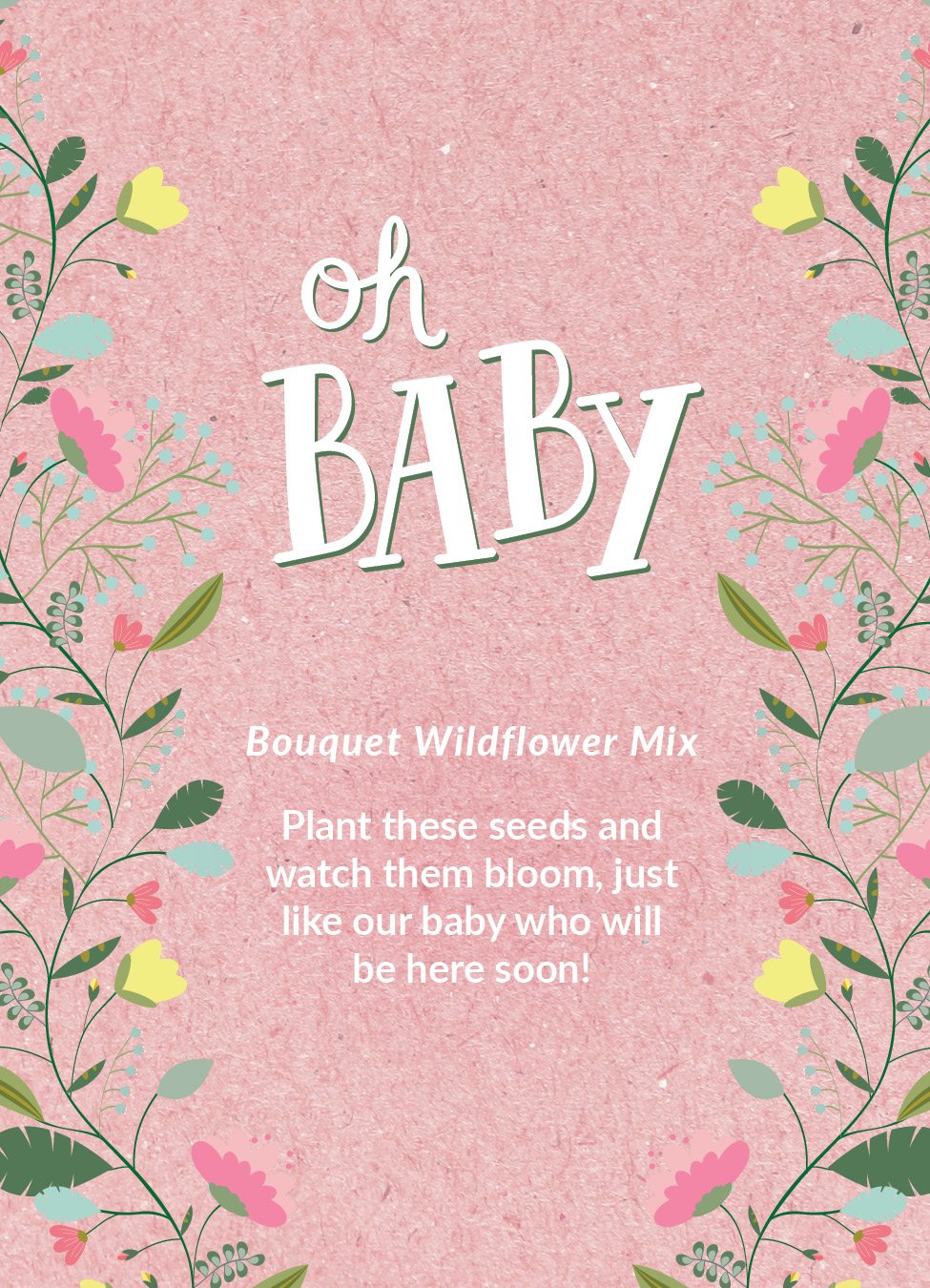 Oh Baby Baby Shower Pink - Bouquet Wildflower Seed Packets